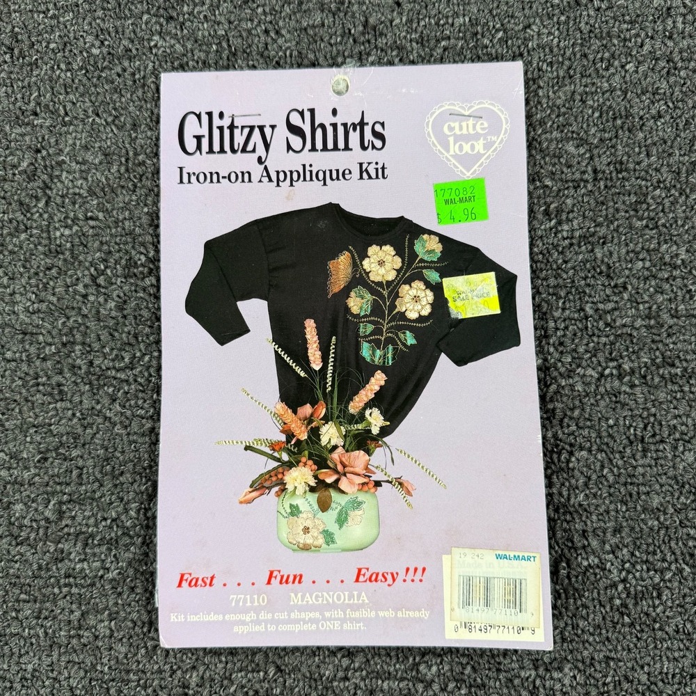 Vintage Glitzy Shirts Iron On Applique‎ Kit Magnolia USA Craft